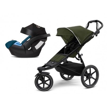 Coche Thule Urban Glide Green + Silla Auto Cybex Nido Aton B2 I-Size