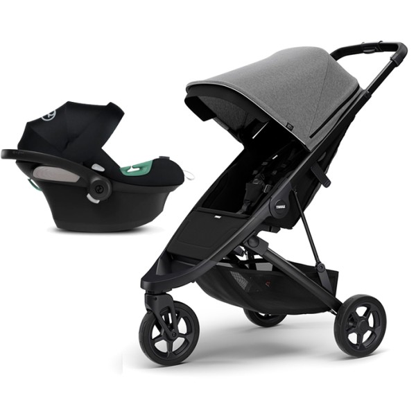 Coche Thule Spring Black/Gray Melange + Silla Auto Cybex Nido Aton B2 I-Size