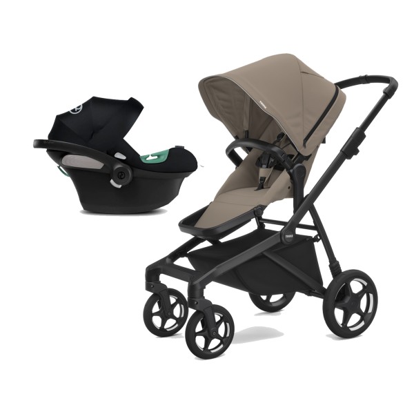 Pack Coche Thule Sleek Taupe Velado + Silla Auto Cybex Aton5