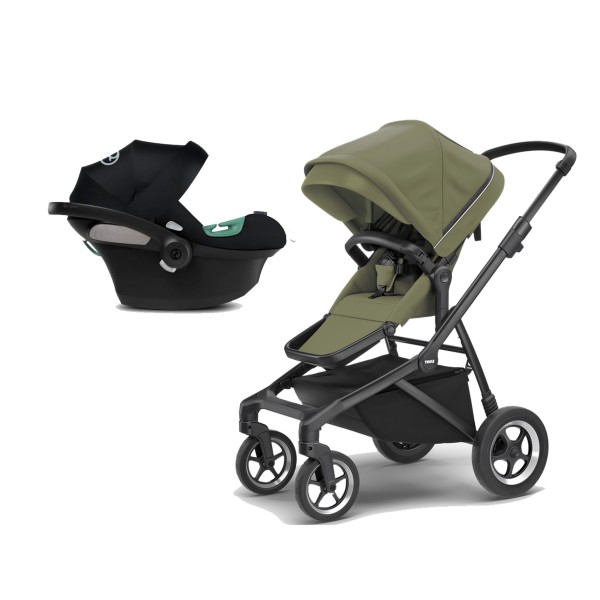 Pack Coche Thule Sleek Soft Green on Black + Silla Auto Cybex Aton5