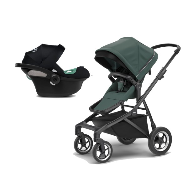 Pack Coche Thule Sleek Mallard Green on Black + Silla Auto Cybex Aton5
